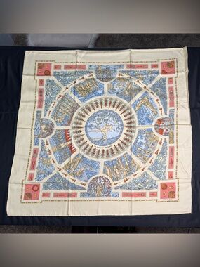 Hermes Silk Scarf Le Songe De Poliphile Love Forrest Blue Coral Cream